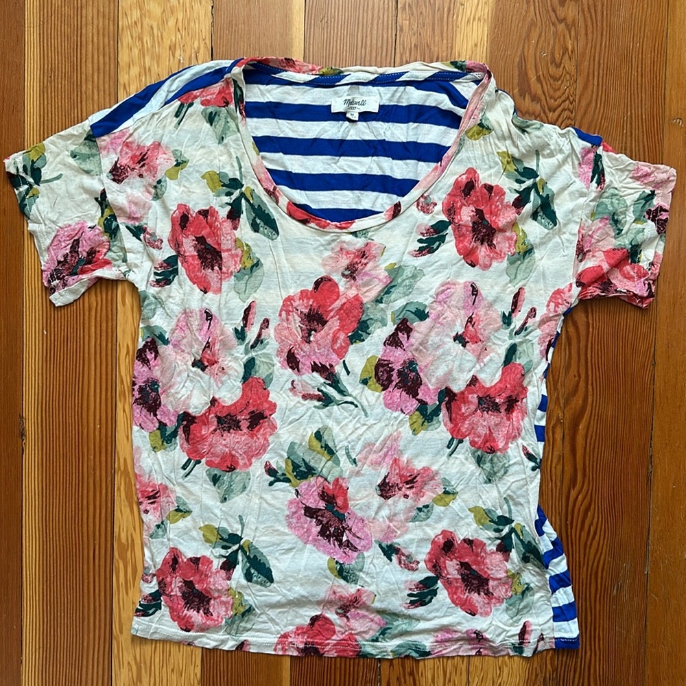 Madewell 100% viscose flower/stripe t shirt